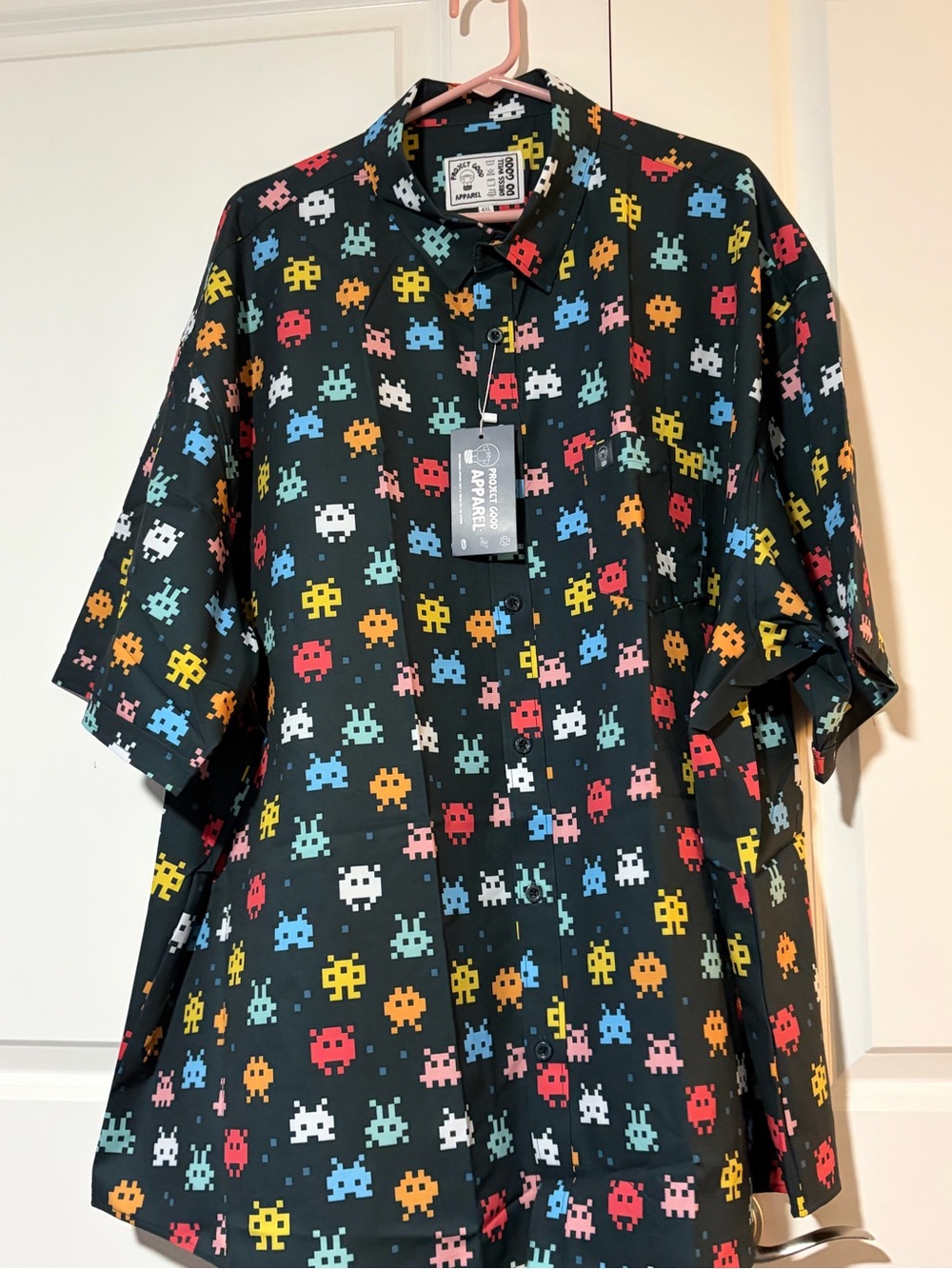 Project Good Apparel 4XL Space Invaders Print Short-Sleeve Men's Shirt, NWT